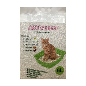 Active Cat Tofu smiltis kaķu tualetēm no sojas šķiedrām Lavanda 6L